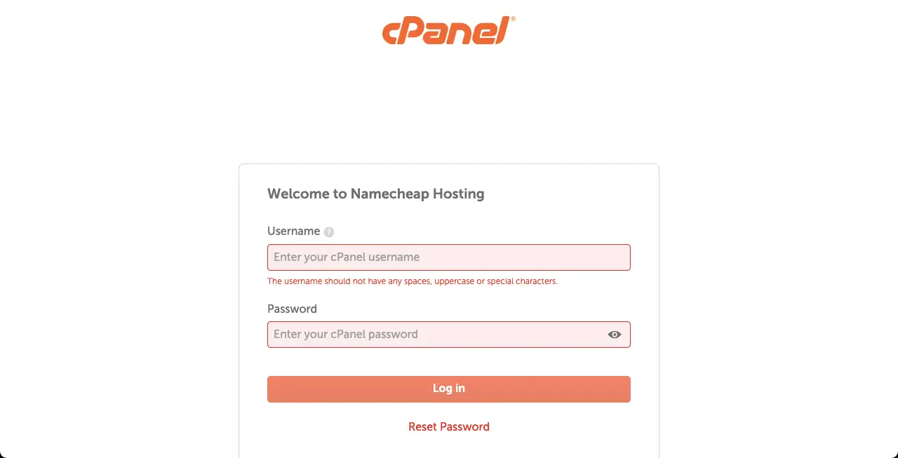 Open cPanel