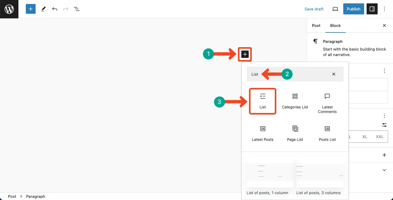 Add the List Block to Gutenberg Editor