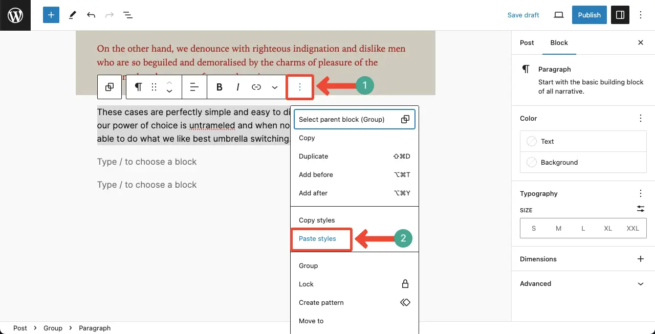 Paste the Style on Another Block