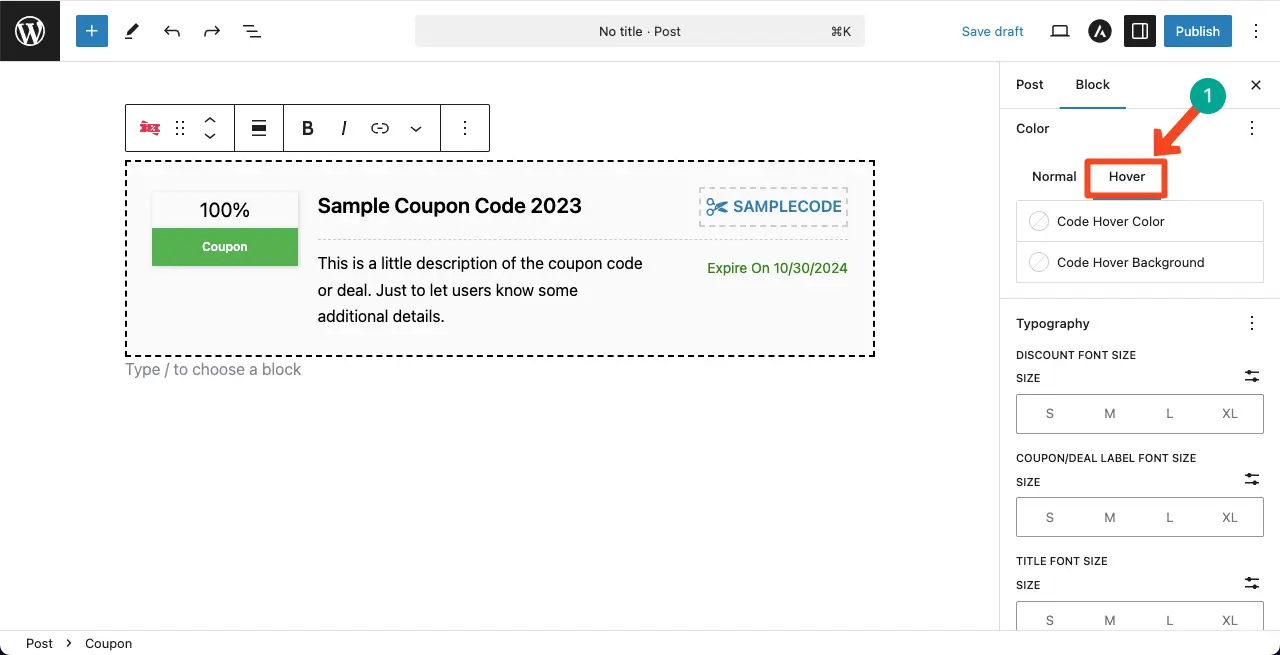 Customize Hover for the Coupon Block